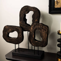 Abstract Loop Sculpture Geometric Resin with Lumber-Like Appearance-Look Sculpture Compact Decorative Statue for Art Collectors, Entryway
