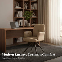 Ergonomic Back Support Upholstered Swivel Chair Modern Outline Armchair Thick Padded Cushioning Living Room Furniture Sturdy Frame for Office Workers, Homeowners, Readers, Study, Bedroom, Reading Nook, Lounge Area