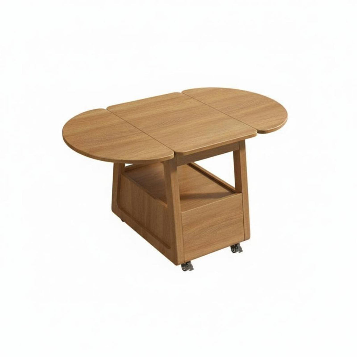 2-Tier Round Rolling Table Movable with casters Mobile Furniture for Small Spaces
