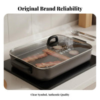 Transparent Design Tempered Glass Lid Visible Cooking Electric Baking Pan Lid Heat Resistant Handle for Home Cooks, Students, Dining Table