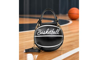 Basketball-Shaped Purse Faux-Leather Basketball Handbag Sporty Crossbody Shoulder Bag with Shoulder Strap for Concerts
