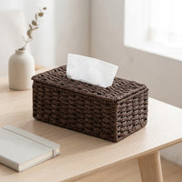 Tissue Box for Bedroom Decor and Farmhouse Decor, Rectangular Tissue Holder and Paper Holder, Rustic Handmade Woven Design with Tight Braid