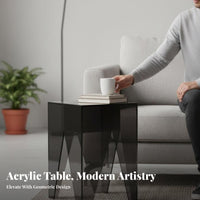 Lightweight and Movable Transparent Accent Table Minimalist Design Transparent Geometric Pedestal Space-Saving Nightstand Easy to Clean for Interior Designers, Young Adults, Living Room, Bedroom, Small Areas, Entryway