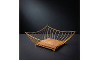 Modern Square Fruit Basket Decorative Fruit Basket with Wooden Base Elegant Versatile for Coffee Table