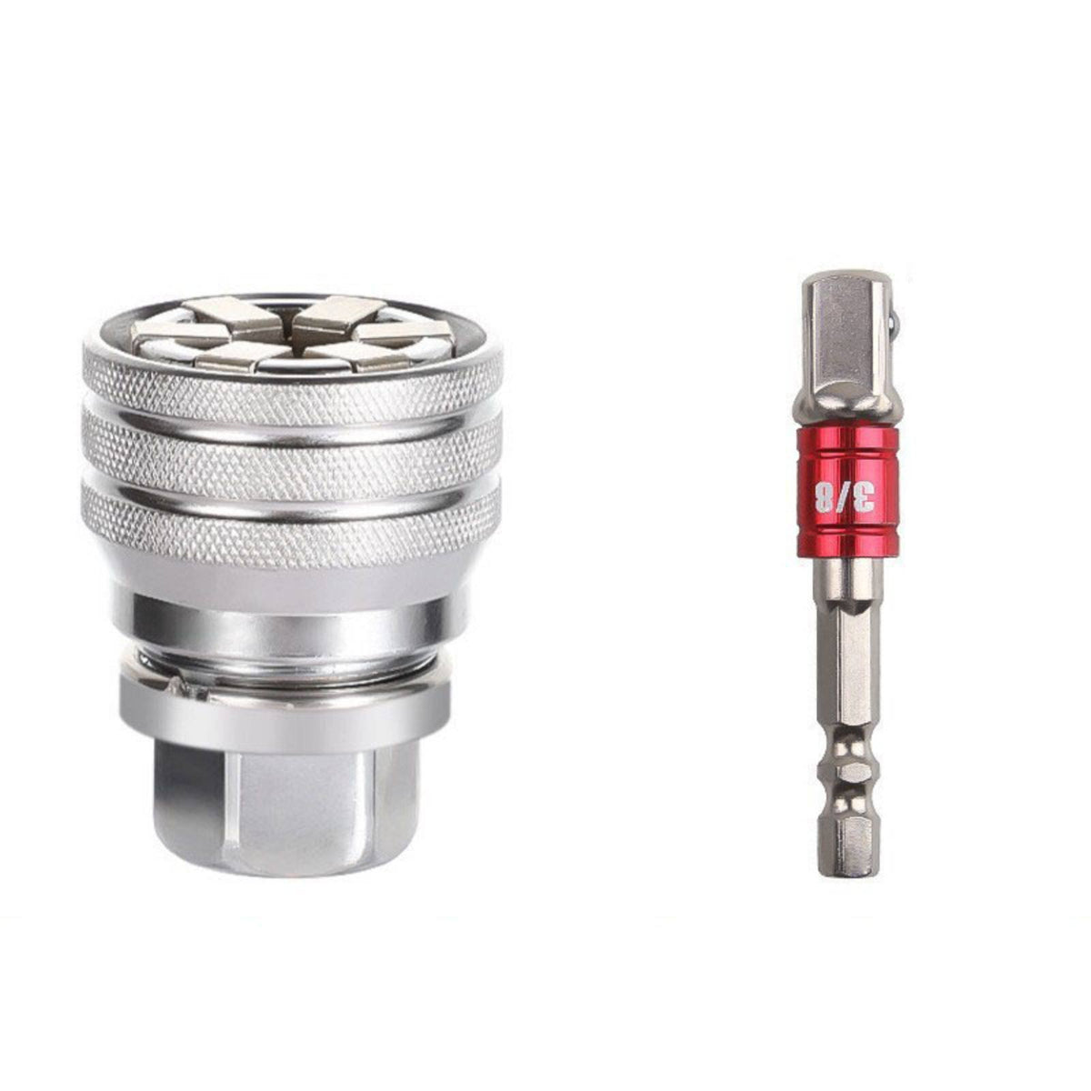 2 Pieces Portable Universal Socket Wrench Labor-Saving Drill Socket Adapter High Rotational Force Universal Maintenance Tool CR-V Steel for DIY Users, Mechanics, Home Repair, Garage, Workshop