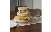 Rustic Walnut Wood Tray Handmade Round Wooden Tray Wood Pedestal Intended for Plant Display, Coffee Table