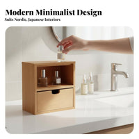 Space-Saving 2-Tier Wooden Rack adaptable 2-Tier Shelf Minimalist Design Desktop Organizer adaptable for Makeup lovers, home dwellers, Office Workers, Dressing Table, Entryway, Bathroom Counter