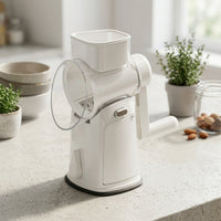 5-Blade Manual Countertop Rotary Drum Cutter Space-Saving Mandoline Cutter with Suction Base for Meal Prep