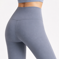 Flared Leggings for Women High Waist Nylon Spandex, Wide Leg Trousers with Hip Lifting Design, Bootcut Style Pants
