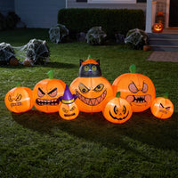 Light-up Inflatable Pumpkin with Black Cat Outdoor Air-Blown Yard Display for Garden, Patio