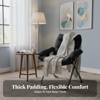 Comfortable Design Cushisingled Folding Lounger Space-Saving Lounge Chair Ergonomic Support Indoor Furniture Sturdy Frame for College Students, Young Adults, Homebodies, Dorm Room, Bedroom, Study Area, Reading Nook