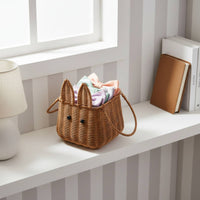 Creature-Ear Basket Decorative Rattan Hand Basket Portable Handle