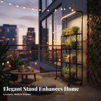 Space-Saving Lighted Plant Stand Sturdy Construction Rolling Plant Shelf with Grow Light Mesh Shelves Indoor Gardening Supply Built-in Air Circulation Fan for Succulent Collectors, Apartment Dwellers, Balcony, Sunroom, Living Room, Bedroom
