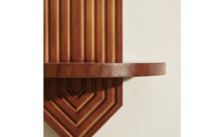 Geometric Design Walnut Wood Wall Decor Shelf Space-Saving Wood Wall Planter Shelf Handmade Look Sturdy for Living Room, Bedroom, Entryway