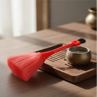 Non-Scratch Buddha Statue Duster Comfortable Grip Sandalwood Handle Cleaning Brush for Temple