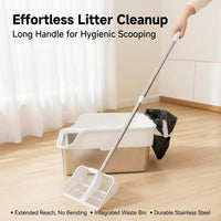 Cat Sifter with Extended Long Handle, Stainless Steel Metal Large, Handle Cat waste tray Tool for Apartment Living
