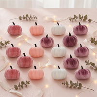 12 Pieces Velvet Pumpkins Thanksgiving Textile Pumpkins Soft Ornaments for Halloween