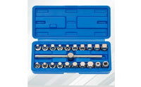 21 Pieces 3/8-Inch Drive Oil Pan Drain Plug Set Square Hex Star Drive Triangle Bits Drain Plug Socket Set