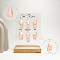Nail Shape Guide Acrylic Nail Shape Chart Manicure Reference Guide Self-Standing Display Board with Holder Compact