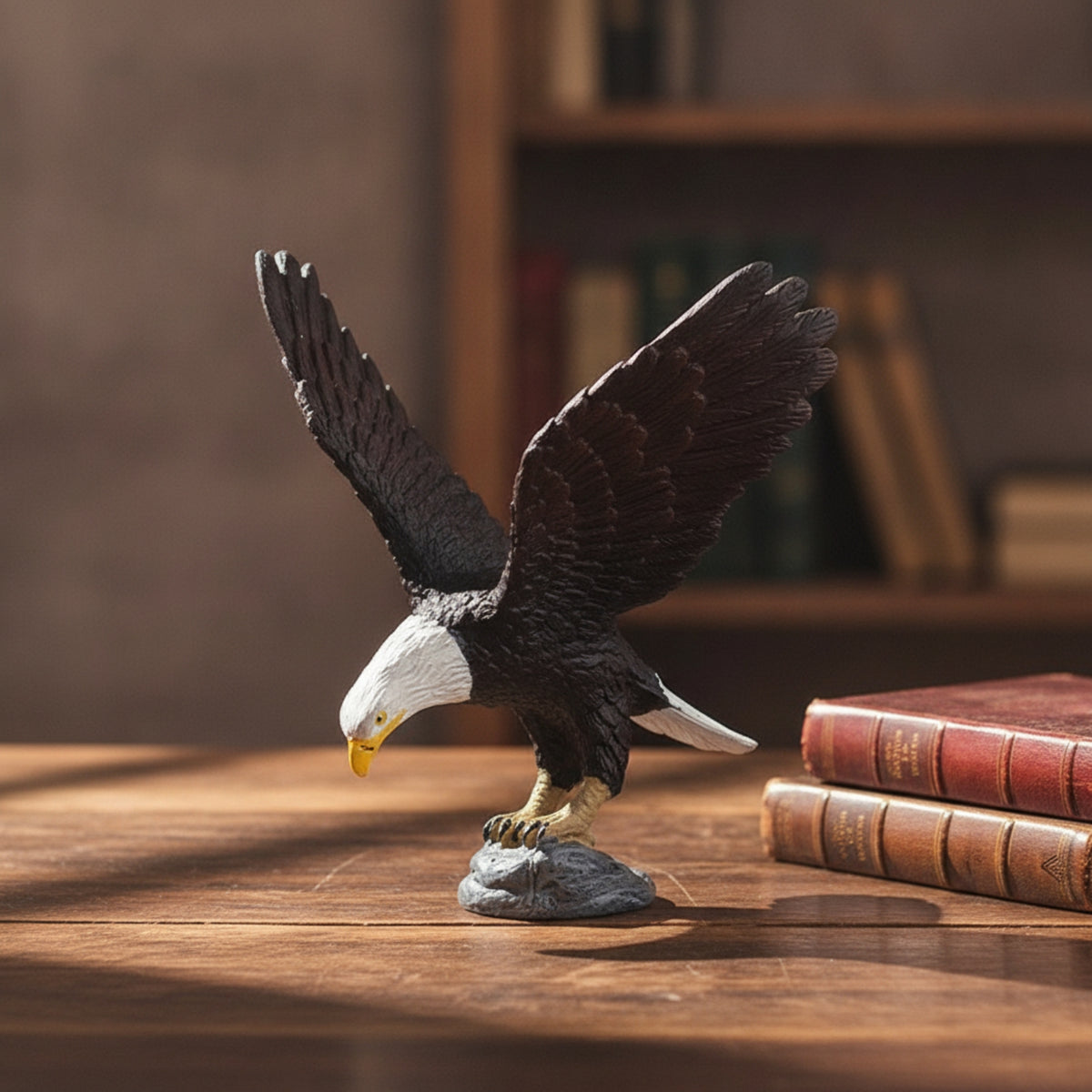 Bald Eagle Model Realistic Eagle Figurine Hand-Painted for Display Cabinet, Desk