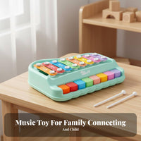 Educational Baby Piano and Xylophone Multicolored Keys 8 Note Glockenspiel Sensory Development Colorful Percussion Toy Polished Edges for Children, Toddlers, Infants, Preschool, Daycare
