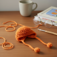 Hand-Knitted Cartoon Doll Headwear Accessory for DIY Crafts