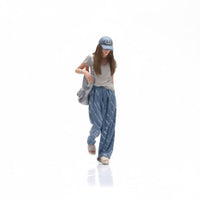 1/18 Backpack Girl Model Realistic Style Hand Painted Miniature Character Gift Idea Miniatures for Collection Shelf