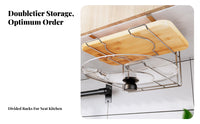 Under-Cabinet Lid and Board Holder Screwless Setup Installation Mountable Utility Holder Space-Efficient Kitchen Organizer for Home Dwellers