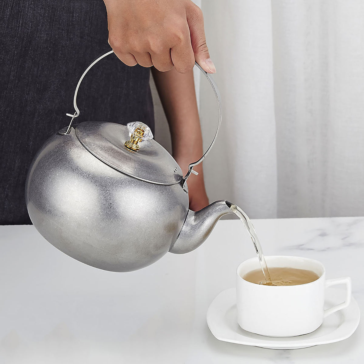 Vintage 304 Stainless Steel Teapot with Handle