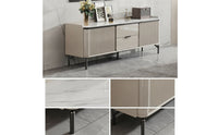 TV Cabinet with Drawers Contemporary Television Stand with Drawer Marble-Look Media Console with Drawer for Living Room, Apartment