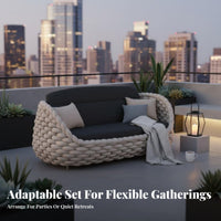 4 Pieces Waterproof 4-Piece Woven Sofa Set Weather-Resistant Patio Seating Sun-Proof Garden Lounge Group Water Repellent for Homeowners, Families, Adults, Balcony, Sunroom, Backyard, Porch