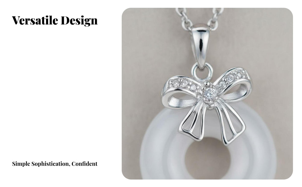 Bowknot Jade Necklace Elegant Design Safety Buckle Locket Timeless Elegance