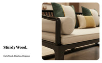 New Chinese design Wooden Frame textile Couch Modern Minimalist Living Room Furniture serene Inspired Sofa Set Comfortable for Villa Owners, Interior Designers, Apartment Dwellers, display Home, Reception Area, Lobby, Office