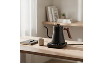 Exact Temperature Control Electric Gooseneck Kettle Wood-Grain Gooseneck Kettle with Spout Modern Appliance Fast Heating for Coffee Lovers, Tea Drinkers, Kitchen, Office