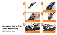 High Strength Automatic Tie-down Easy Release Button Automatic Tie down Strap Tangle-Effortless for Movers, Boaters, Trailers