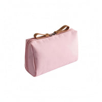 Portable Compact Travel Makeup Bag Soft Textile Zippered Cosmetic Pouch Smooth Finish Travel Makeup Bag