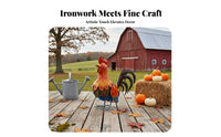 Metal Cockerel Statue Handmade Outdoor Cockerel Sculpture Iron Cockerel Figurine Whimsy-Filled Design Colorful Chicken Sculpture