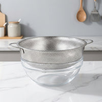 Rice Washer and Rice Strainer Washing Bowl, 304 Stainless Steel Metal Sieve with Small Holes, Loop Base and Double Handles for Pasta Spaghetti