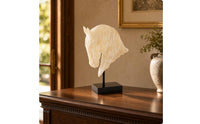 Horse Head Sculpture Imitation-Jade Horse Head Statue Translucent Sculpture with Base for Home Decor Enthusiasts, Art Collectors, Office, Entryway
