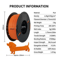 High Speed PLA Filament 1.75mm for Printer, Matte for Prototyping and Modeling, for Hobbyists, 1kg Length, Round Disk Design
