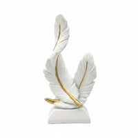 Artistic Design Modern Art Feather Ornament Light Luxury Gold Trim Feather Sculpture Housewarming Gift House Decoration for Office