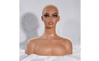 PVC Mannequin Head Photo Prop Female Bust Mannequin with Shoulders Female Display Bust for Salon