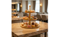 Wooden Cake Stand with Base Bamboo Dessert Display Stand with Shelves Wood Tray for Buffets, Weddings, Banquets