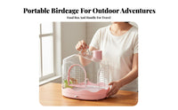 With Perch Portable Parrot Enclosure Compact Design Small Parrot Enclosure Easy to Clean Portable Bird Carrier Secure for Parakeets, Cockatiels, Outdoor