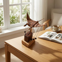 Wooden stingrays Batoid Ornament Solid Wood stingrays Batoid Sculpture Handmade Wooden Desktop Ornament for Art Collectors, Bookshelf, Entryway Table