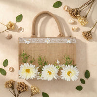 Jute Tote Bag Structured Rectangular Tote Bag Effortless to Tidy Daily Carrier for Gift Carrying
