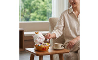 Cute Cat Candy Bowl Smiling Cat Figurine with Tray Decorative Dish Auspicious for Homeowners, Entryway, Living Room, Reception Desk