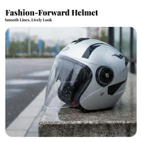 Electric Bike Helmet with Visor Reinforced Lens Unisex Four-Season Helmet Impact Resistant Riding Gear for Men, Women, Daily Commuting, Cruising