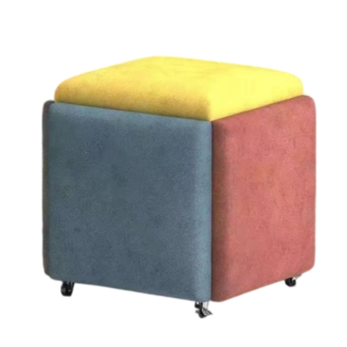 Side Table Stool Cube-Shaped Side Stool Patchwork
