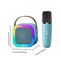 KTV Effects Wireless Handheld Transmitter and Speaker Set Noise Reduction Portable Bluetooth Singing Machine Colorful LED Lights Audio Equipment for Outdoor